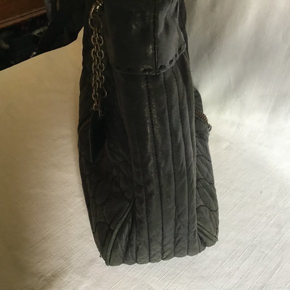 Cynthia Rowley Large Black Leather Quilted Tote Bag / Purse - Picture 10 of 13